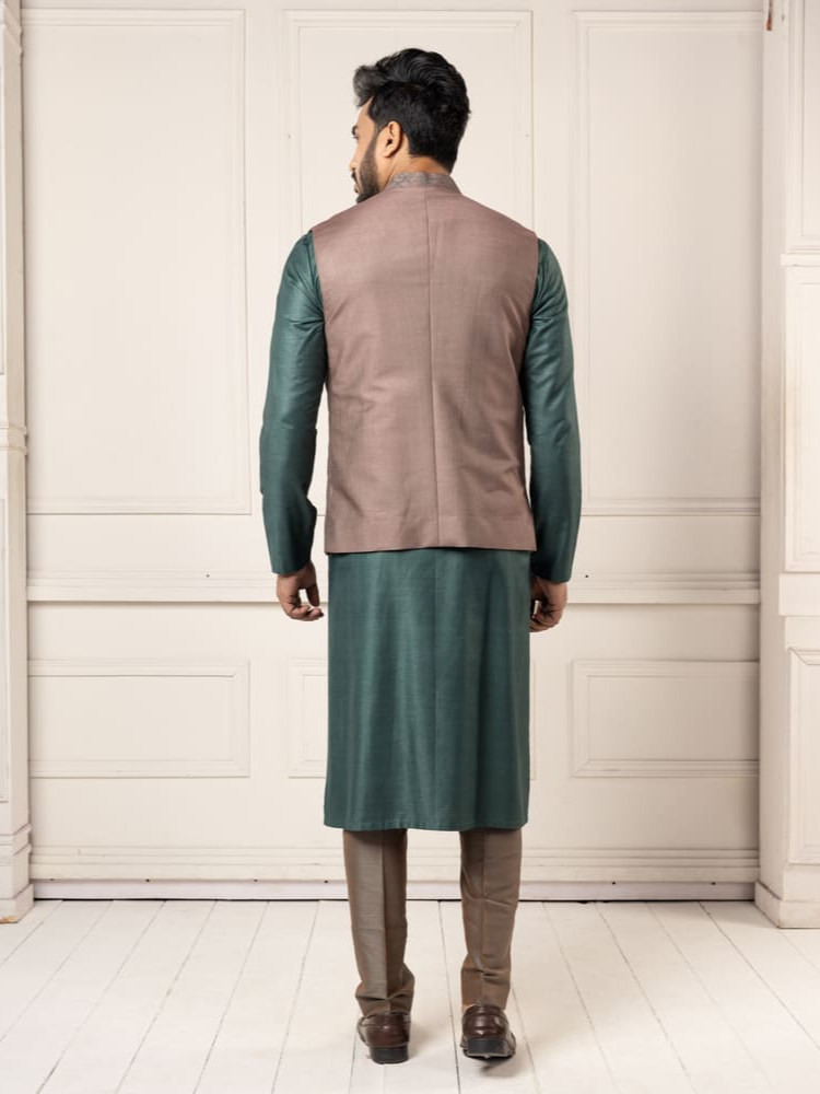 Smoke Grey Embroidered Jacket Set
