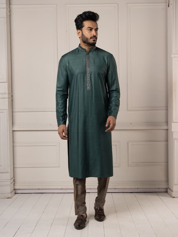 Smoke Grey Embroidered Jacket Set