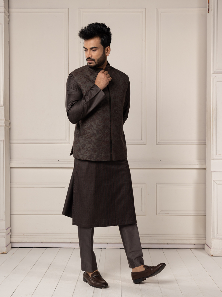 Graphite Embroidered Jacket Set