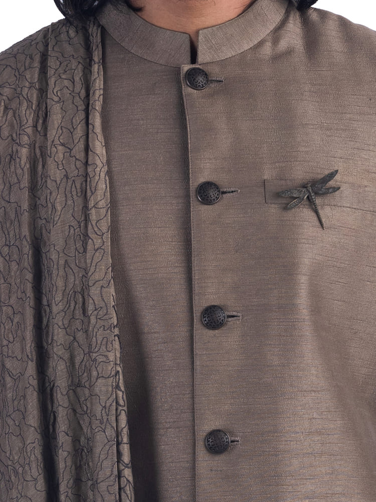 Charcoal Stole Achkan Set