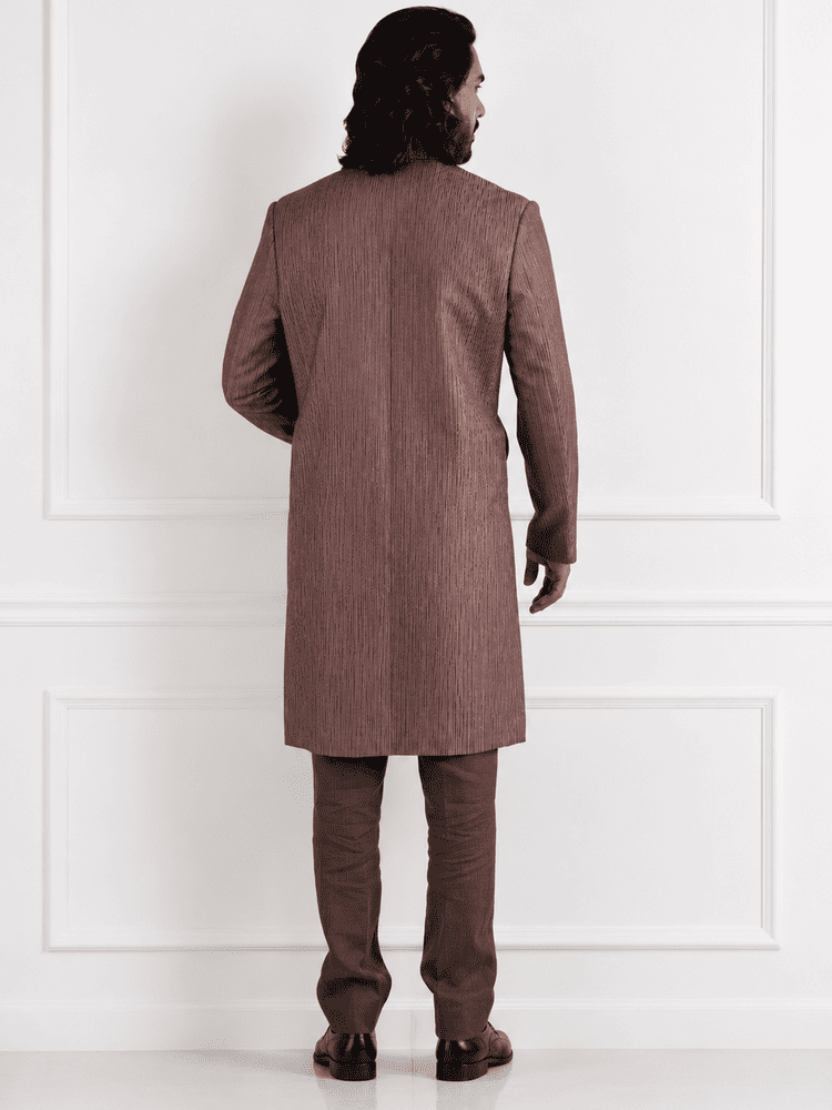 Moonga silk textured Achkan set
