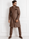 Moonga silk textured Achkan set