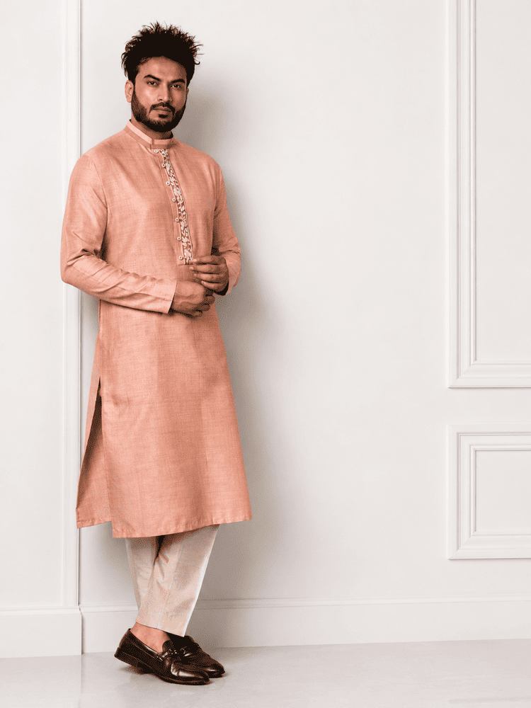 Pink Moti Work Kurta Set