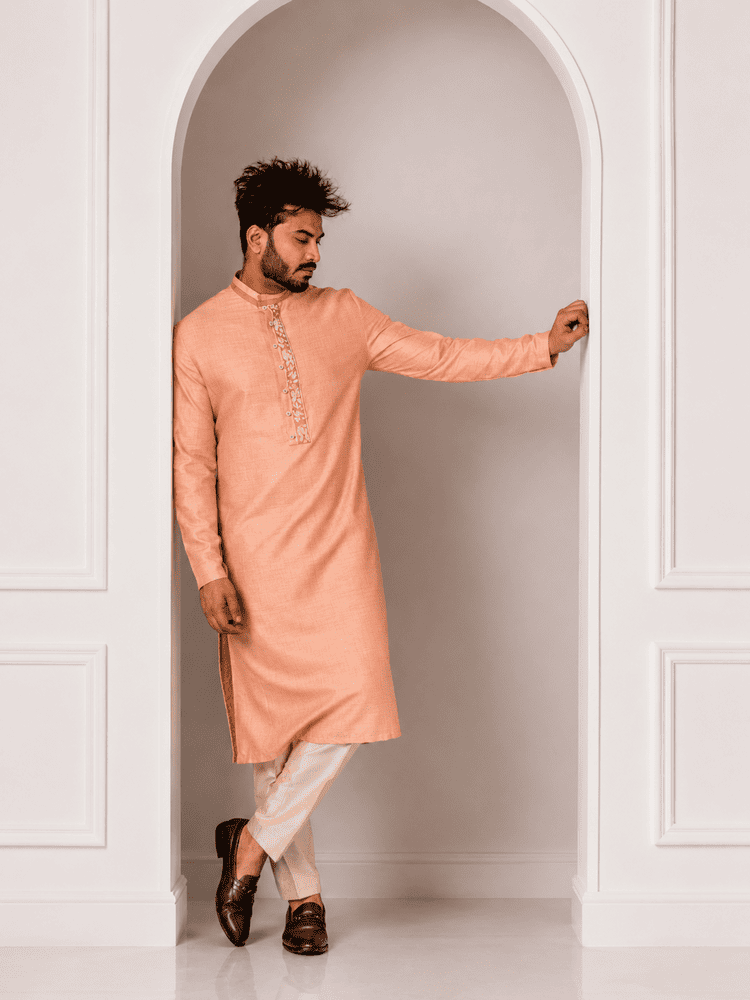 Pink Moti Work Kurta Set