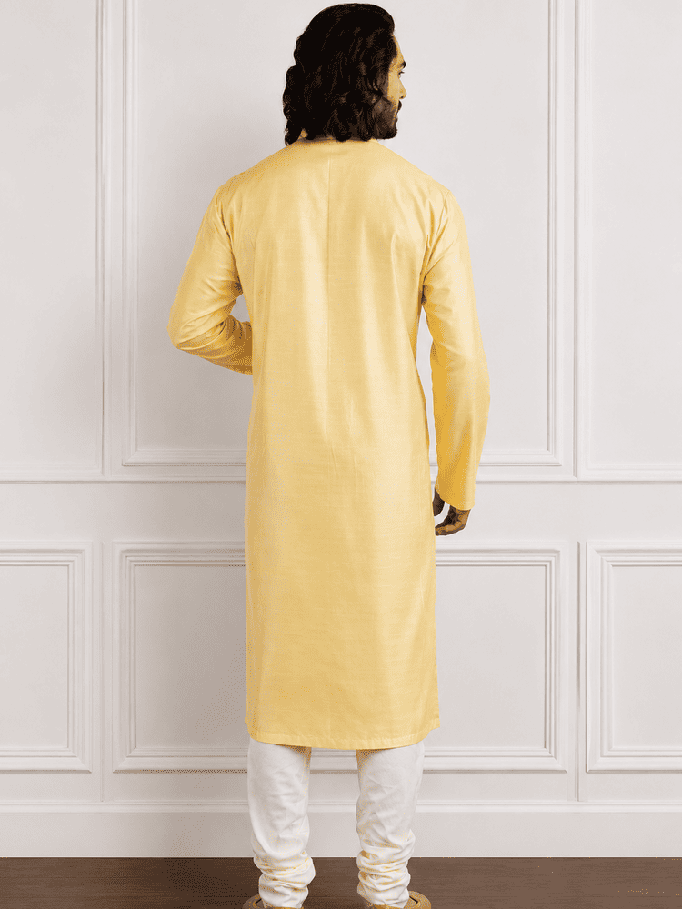 Yellow Moti Work Kurta Set