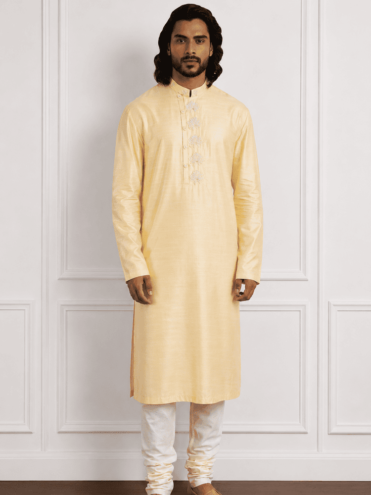 Yellow Moti Work Kurta Set