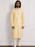 Yellow Moti Work Kurta Set