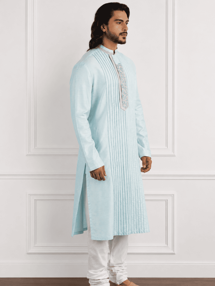 Aqua embroidered Kurta Set