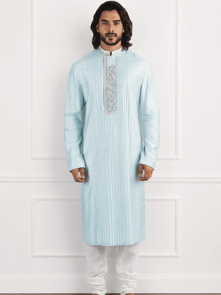 Aqua embroidered Kurta Set