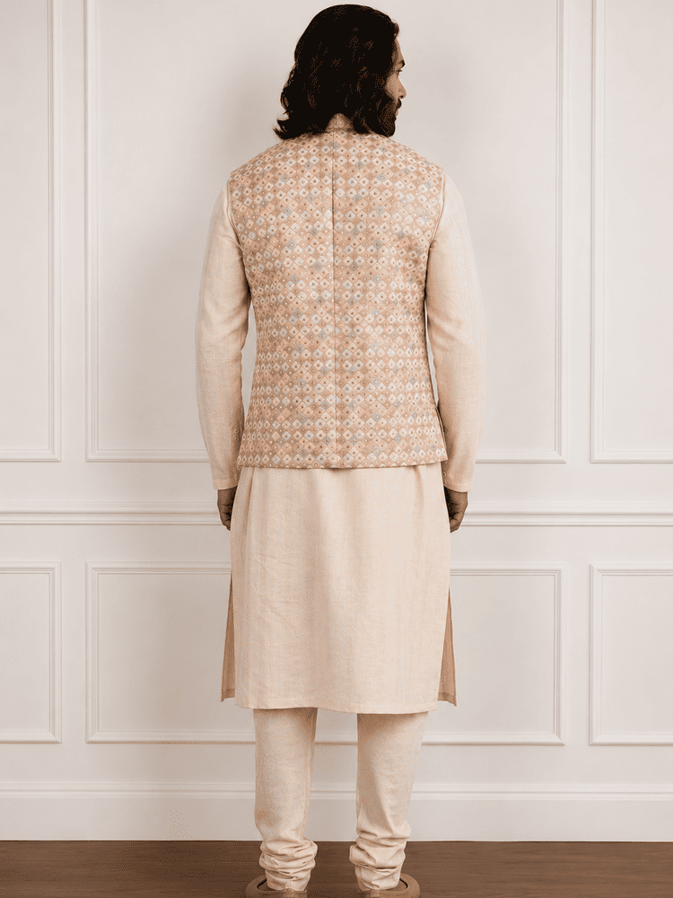 Pink thread work Jacket Set