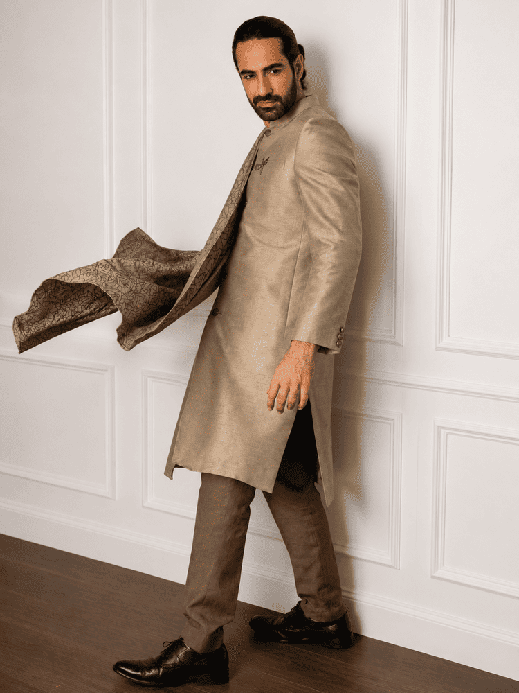 Charcoal Stole Achkan Set