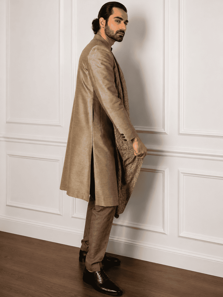 Charcoal Stole Achkan Set