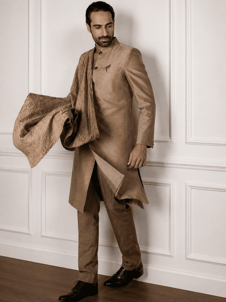 Charcoal Stole Achkan Set