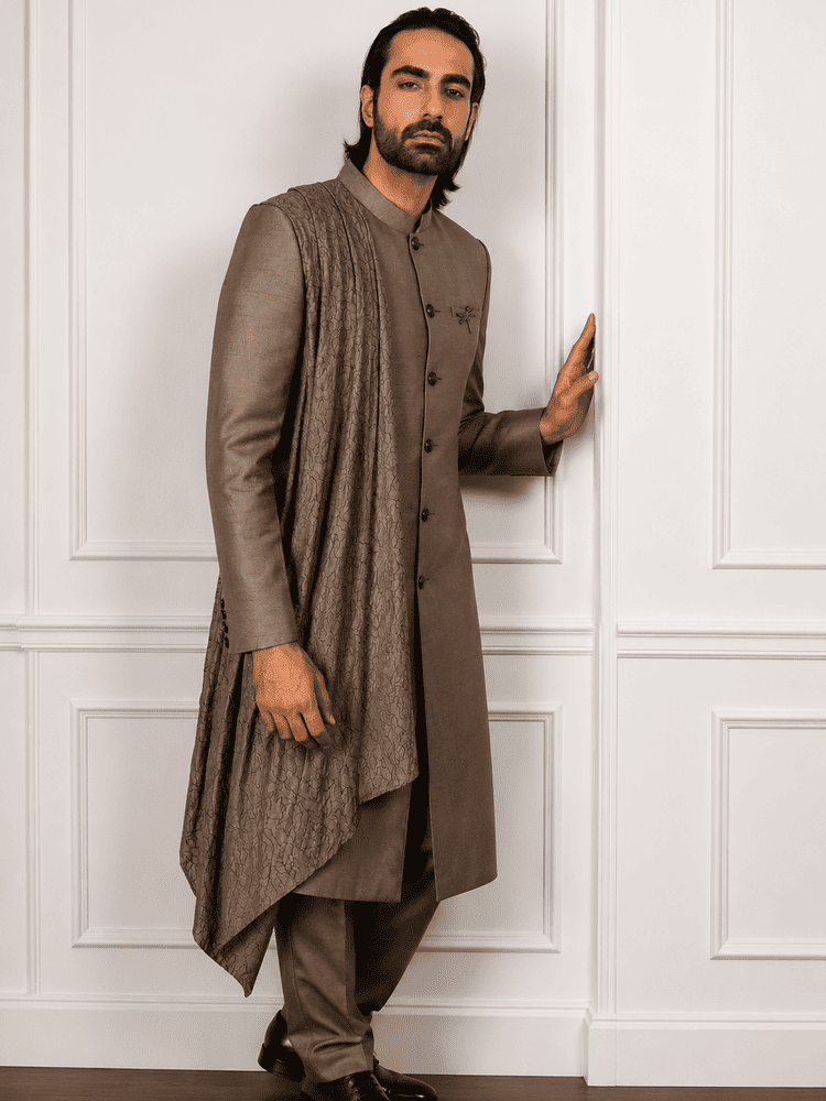 Charcoal Stole Achkan Set