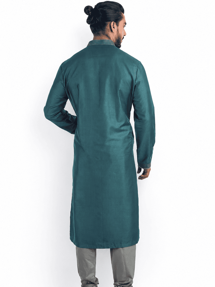 Teal Green Full Open Kurta Set