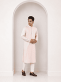 Pink linen embroidered Kurta Set
