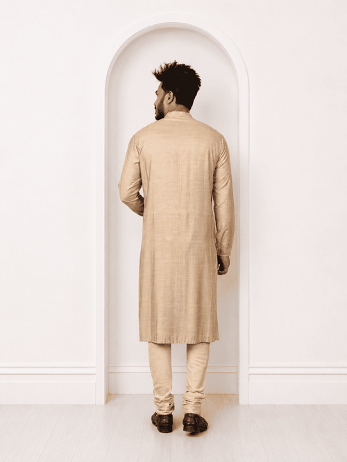Beige Pintucks Kurta Set