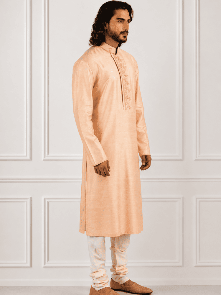 Peach moti work Kurta Set