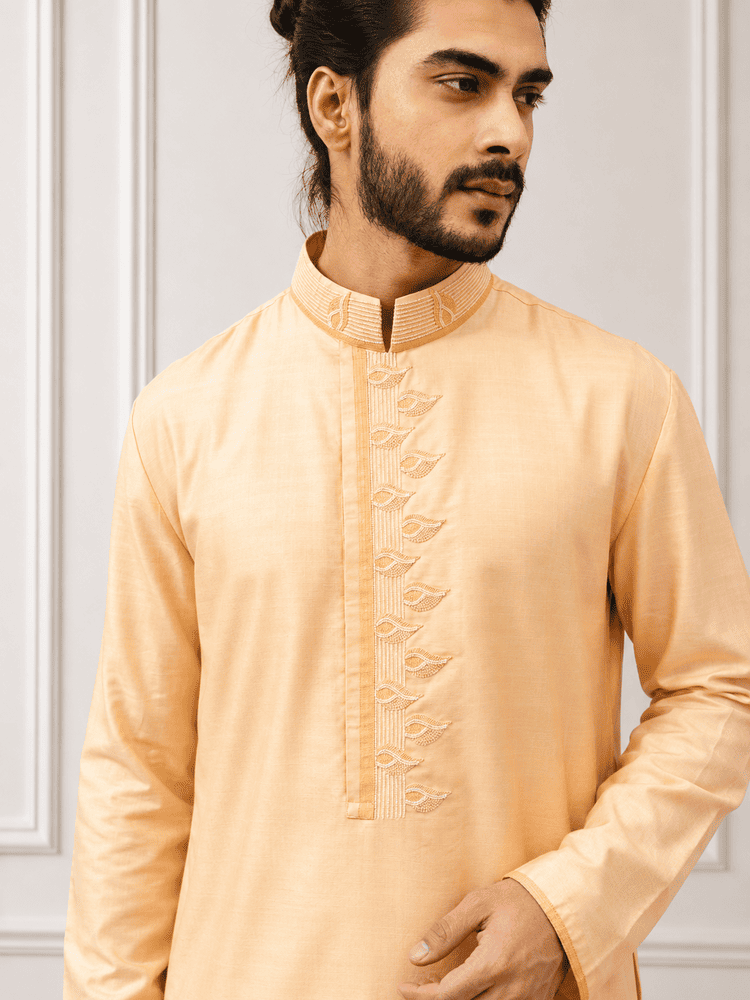 Peach moti work Kurta Set