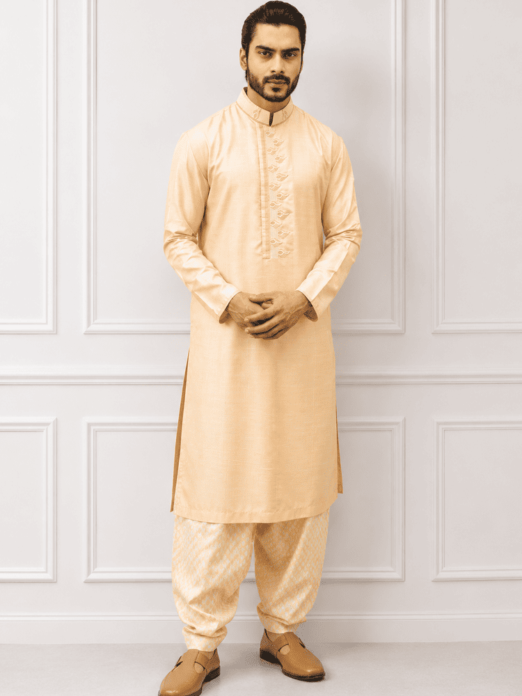 Peach moti work Kurta Set