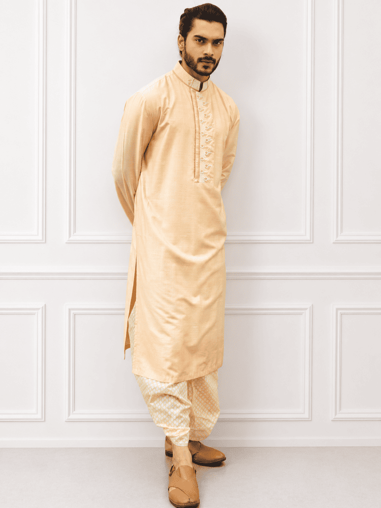 Peach moti work Kurta Set