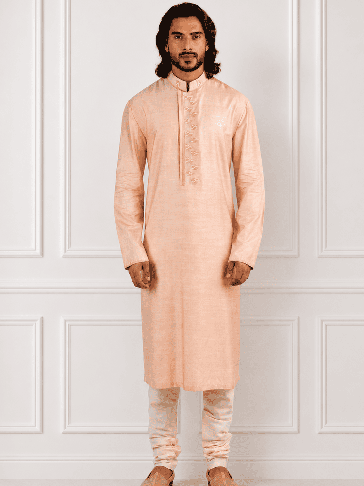 Peach moti work Kurta Set