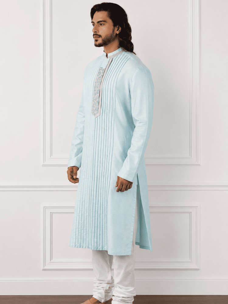 Aqua embroidered Kurta Set
