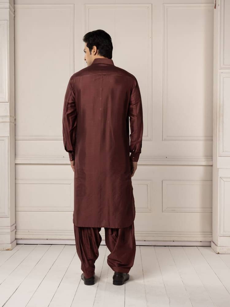 Deep Maroon Textured Kurta Set