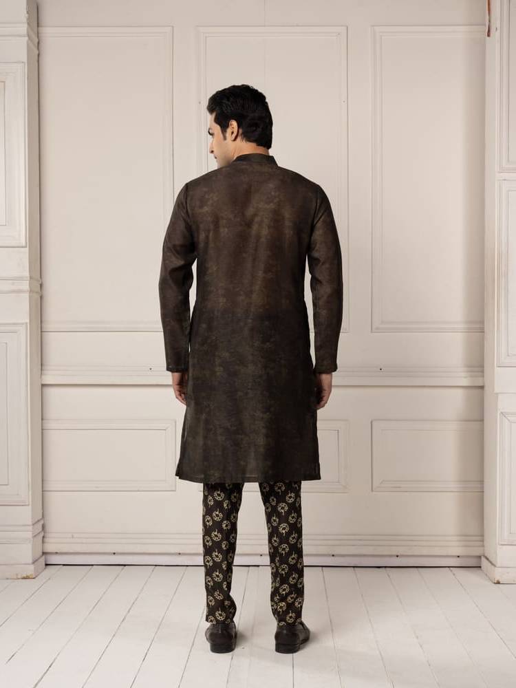 Olive green layered Kurta set