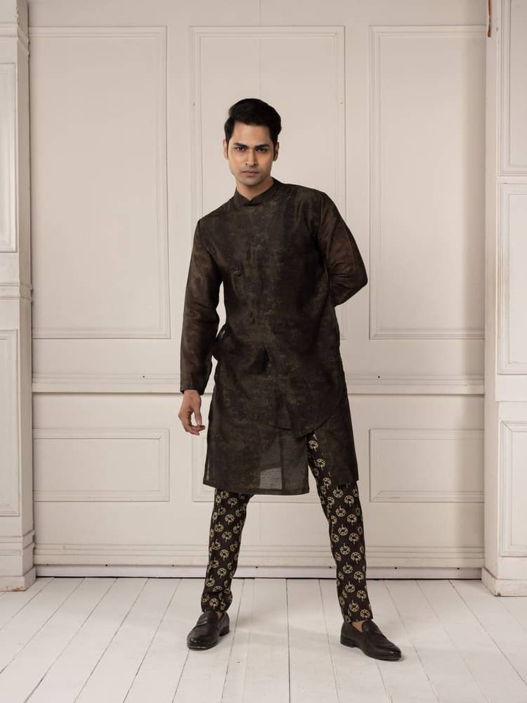 Olive green layered Kurta set
