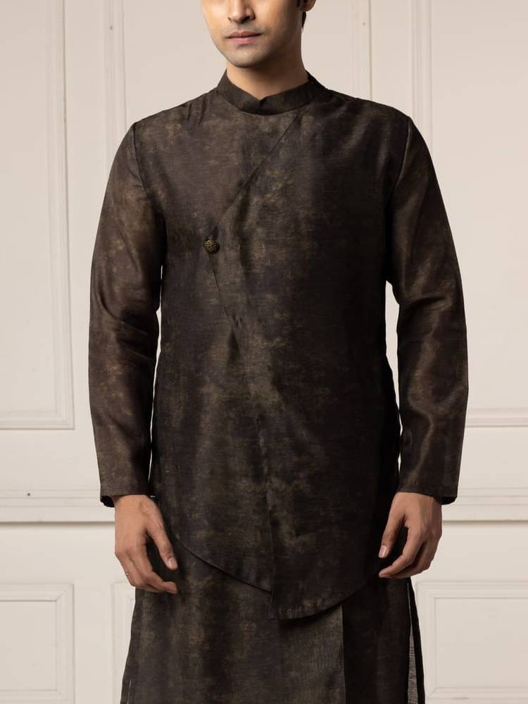 Olive green layered Kurta set