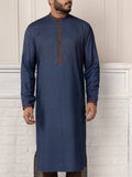 Blue Embroidered Kurta with Contrast Brown Pants