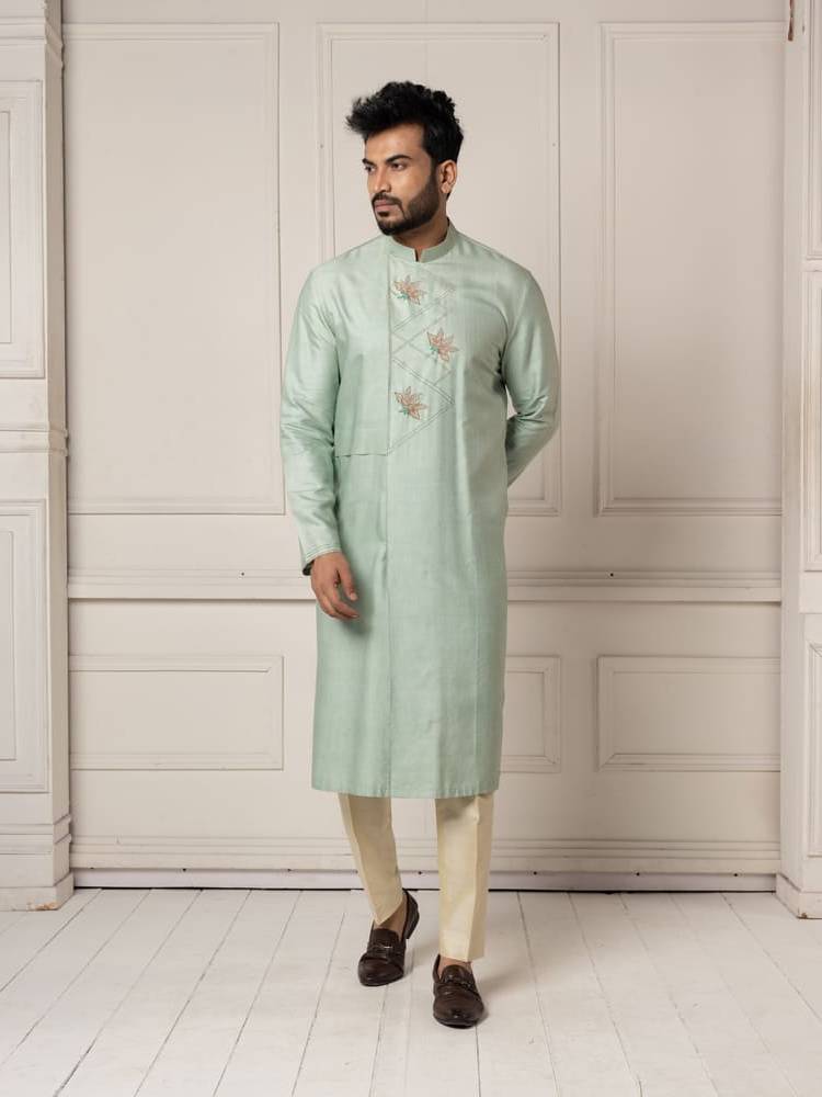 Mint Colour Full Open Kurta Set