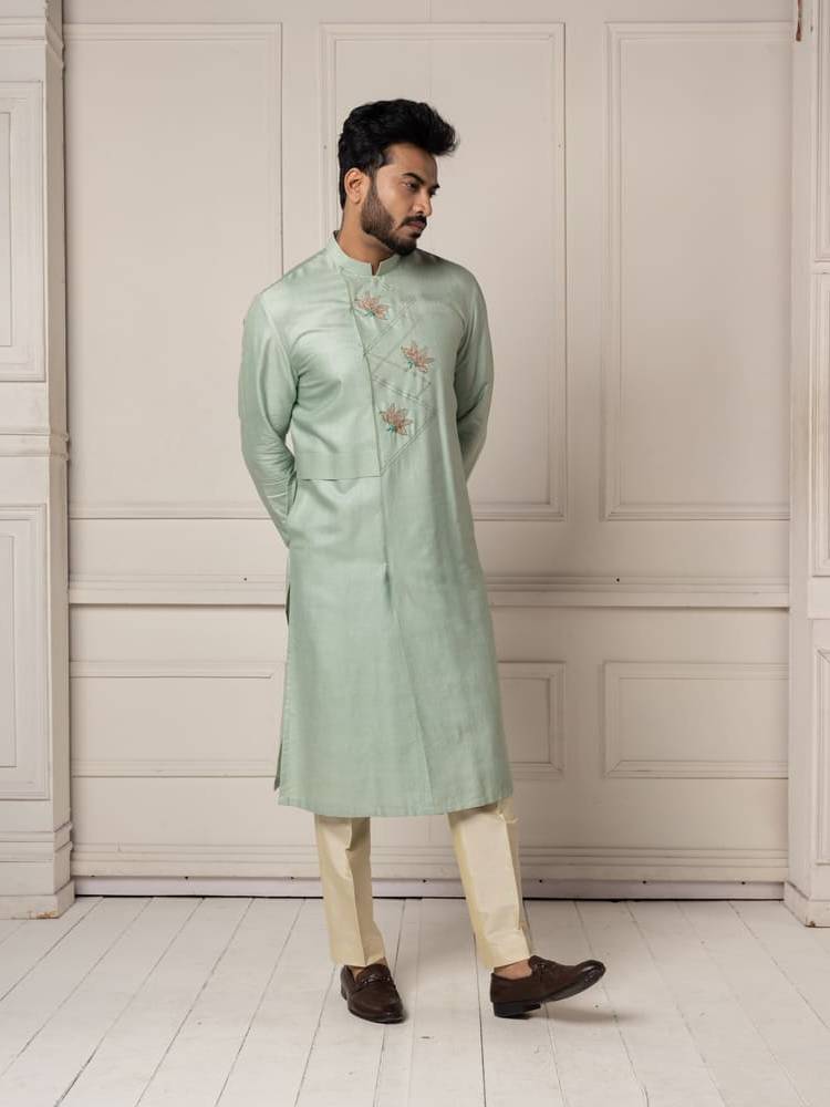 Mint Colour Full Open Kurta Set