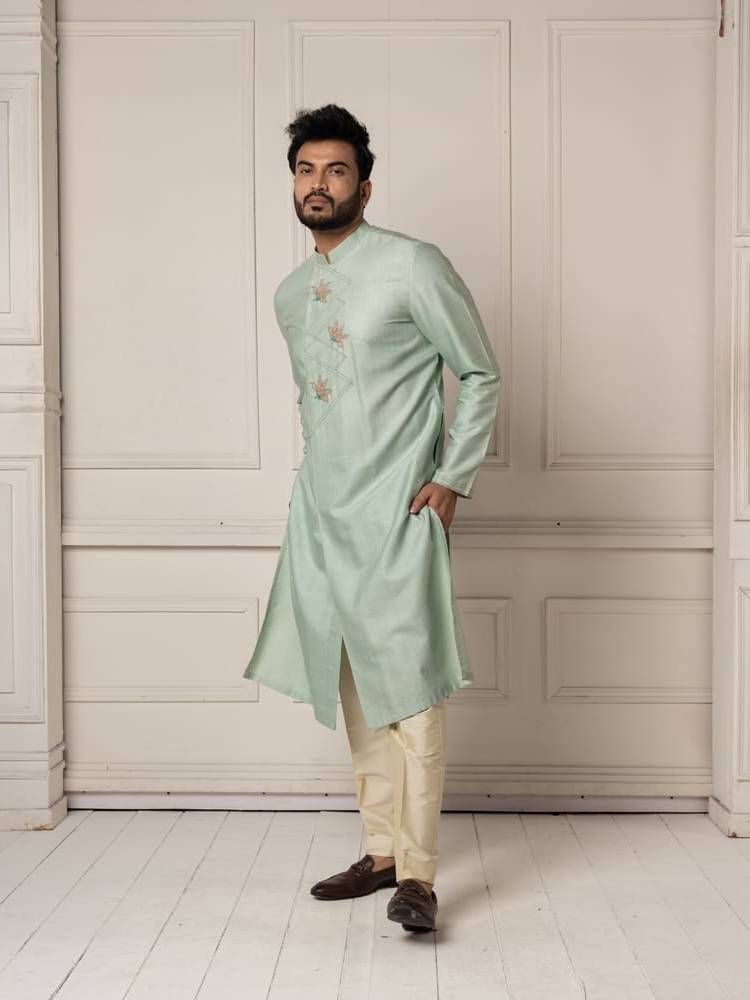 Mint Colour Full Open Kurta Set