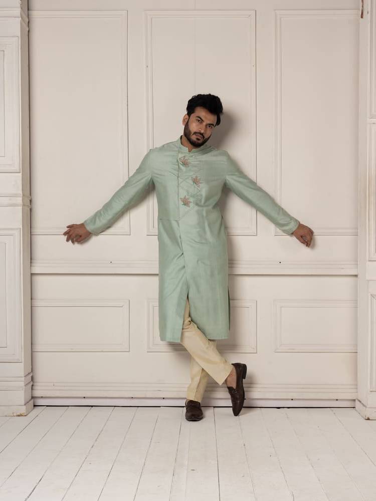 Mint Colour Full Open Kurta Set