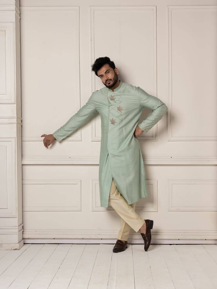 Mint Colour Full Open Kurta Set