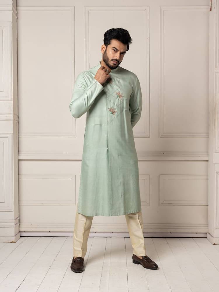 Mint Colour Full Open Kurta Set