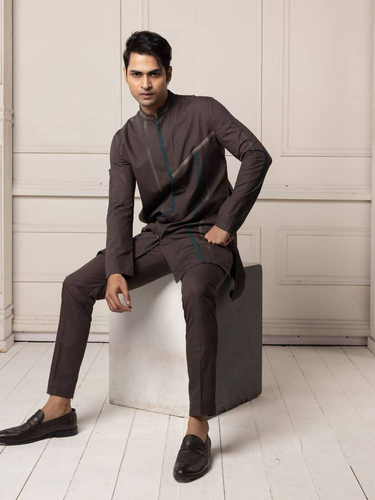 Charcoal Color Charcoal Short Kurta Set
