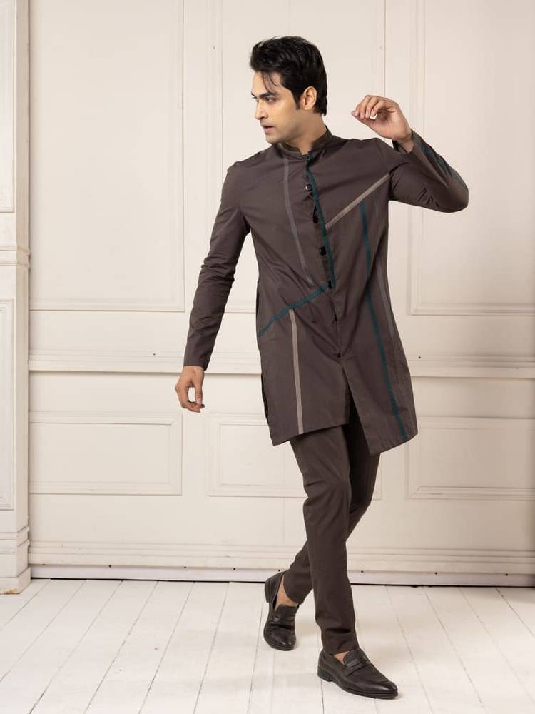 Charcoal Color Charcoal Short Kurta Set