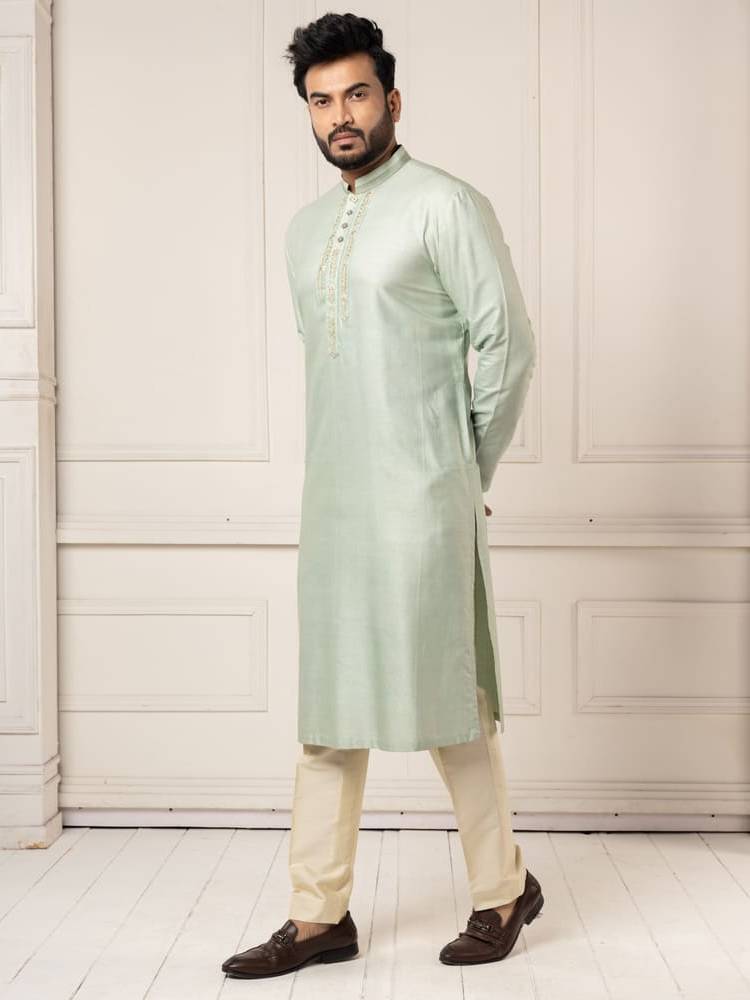 Mint Gota Embroidery Kurta Set