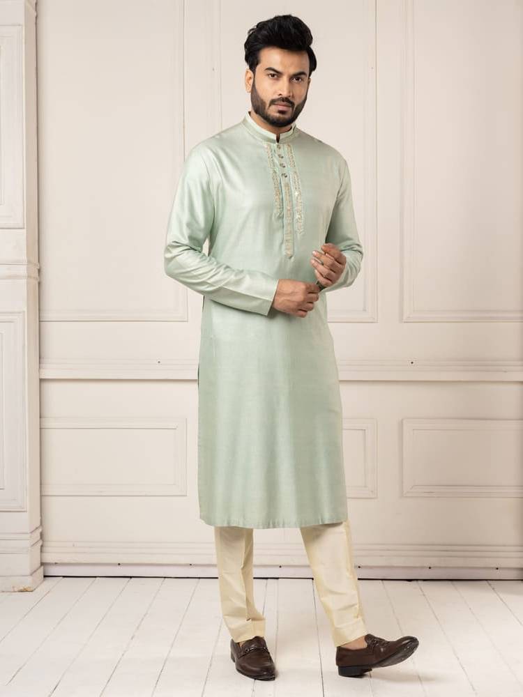 Mint Gota Embroidery Kurta Set