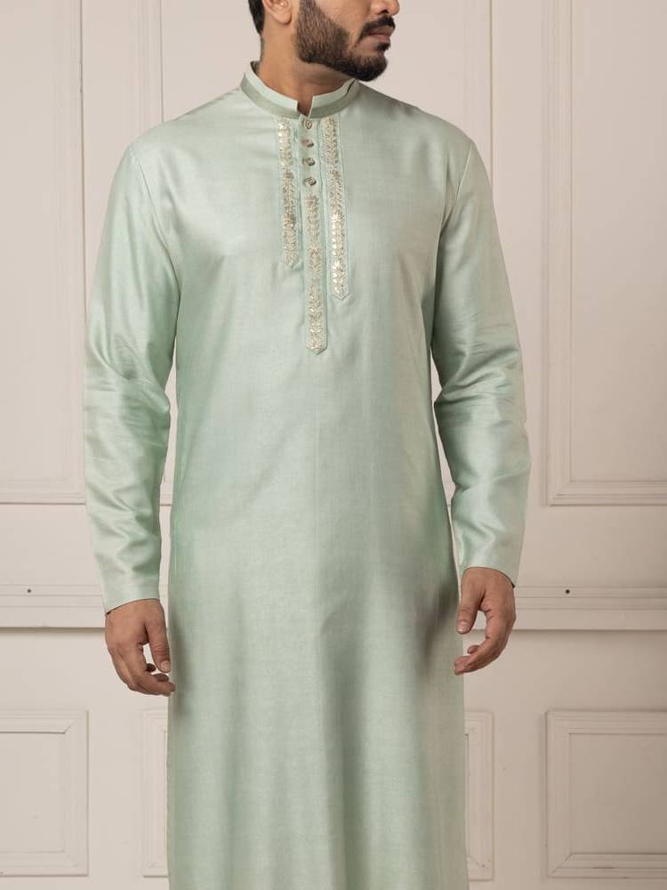 Mint Gota Embroidery Kurta Set