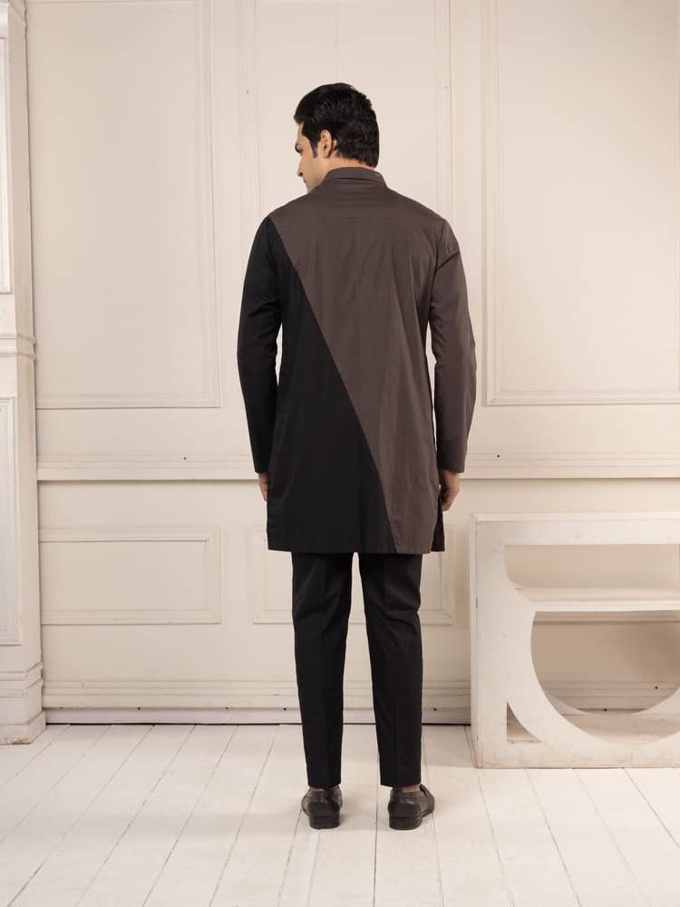 Black Color Black Short Kurta Set