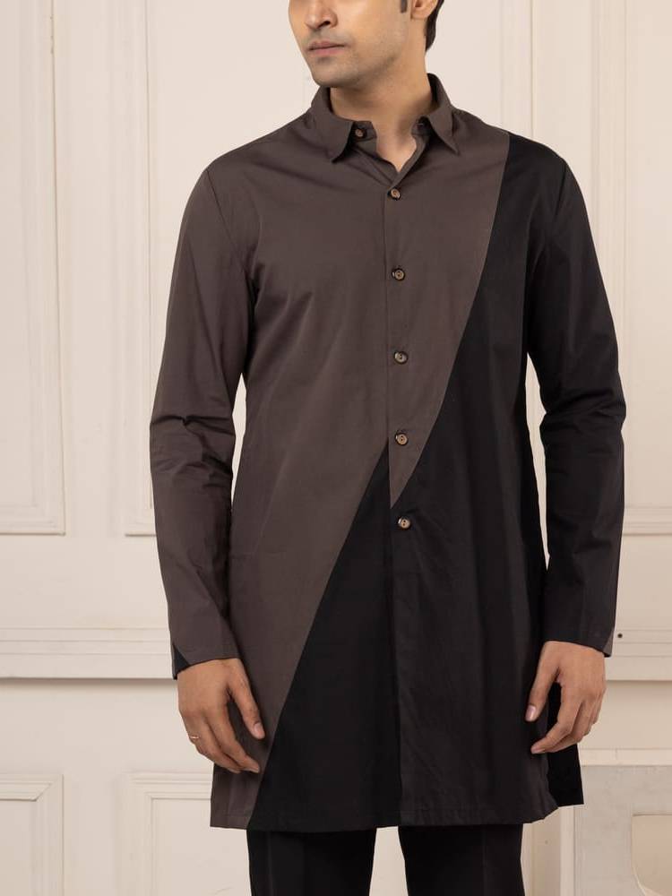 Black Color Black Short Kurta Set