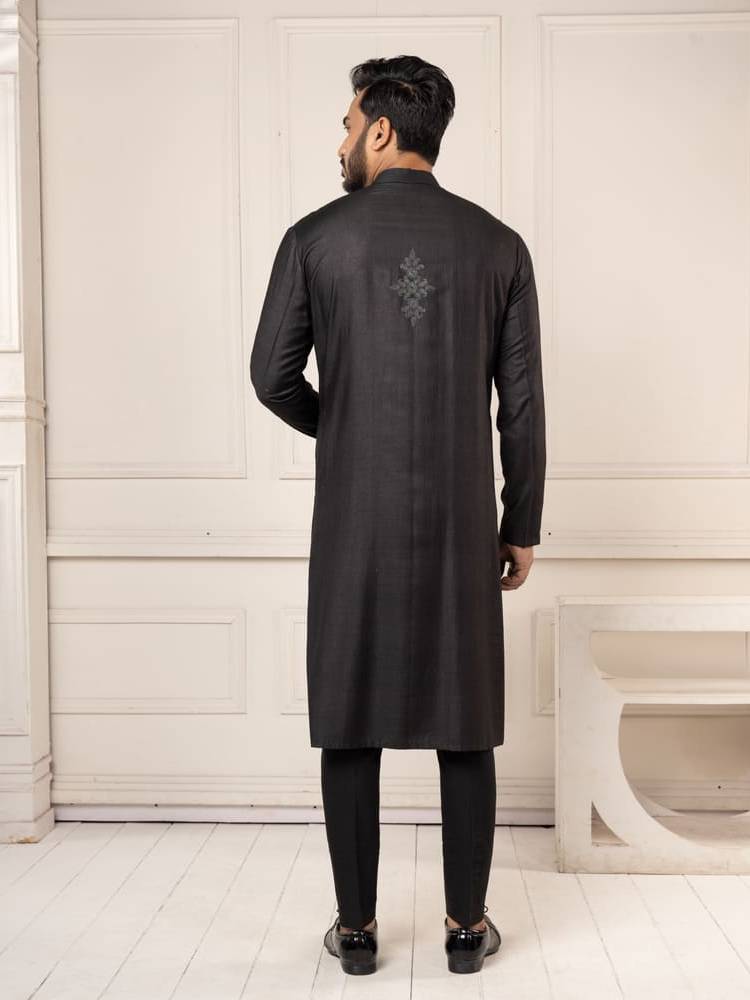 Black Pintucks Kurta Set