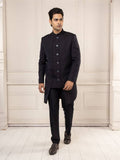 Classic Black Achkan Set with Tailored Fit trousers