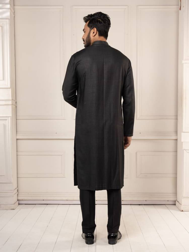 Black Colour Full Open Kurta Set