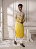 Yellow Cream Ombre Embroidered Kurta Set