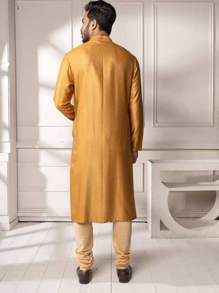 Mustard Kashmiri Embroidery Kurta Set